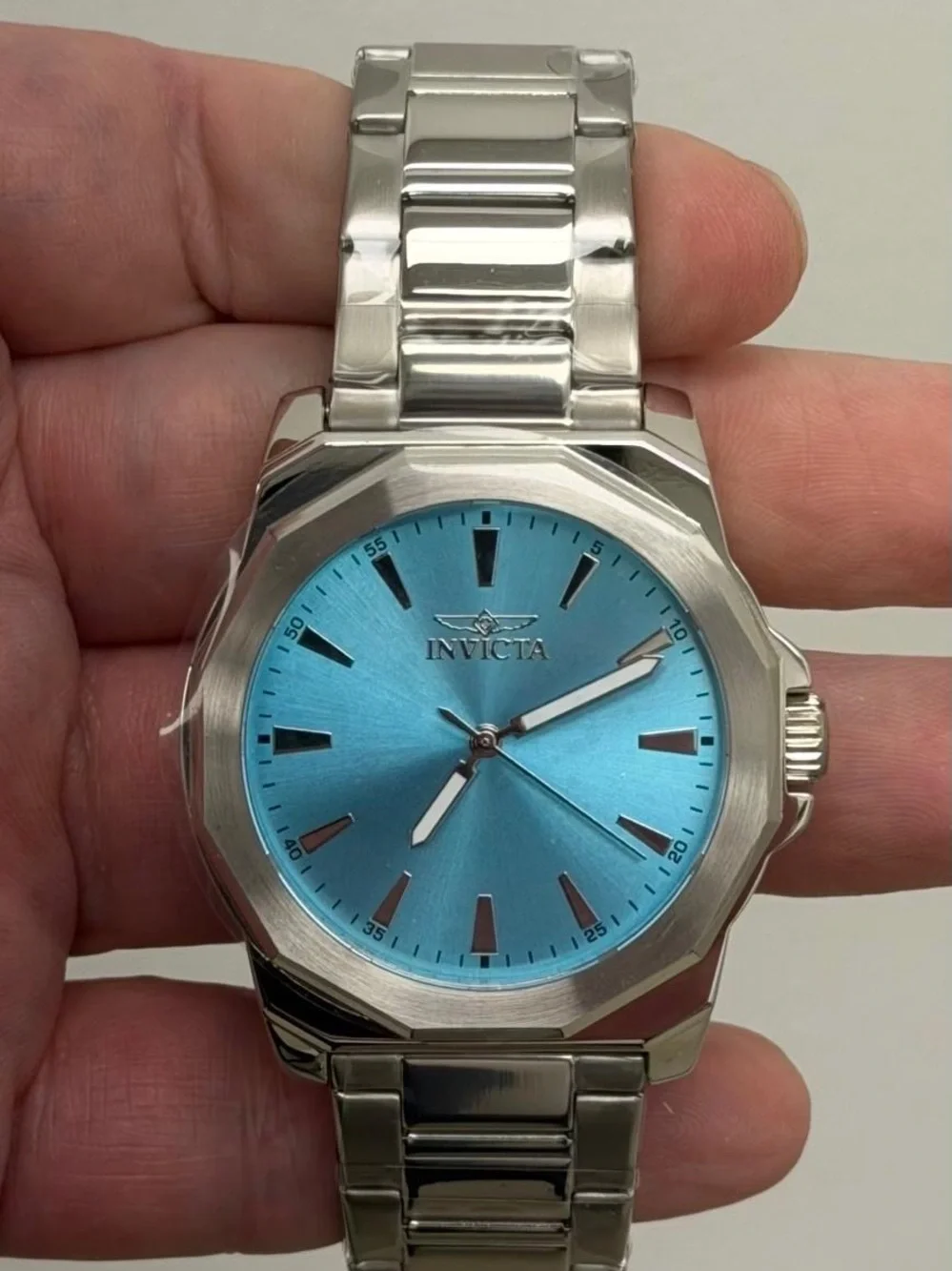 Invicta Speedway Dominus Men’s Silver Watch with Turquoise Dial